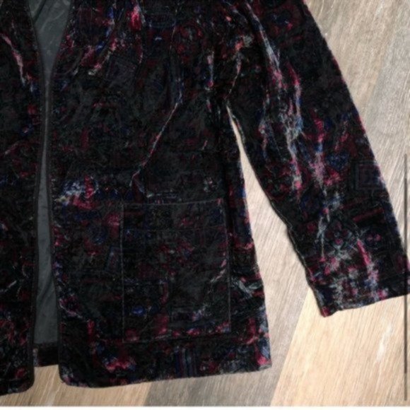 TanJay Vintage Velour blazer / Jacket Geometric Jewel Toned Size large - Picture 2 of 7